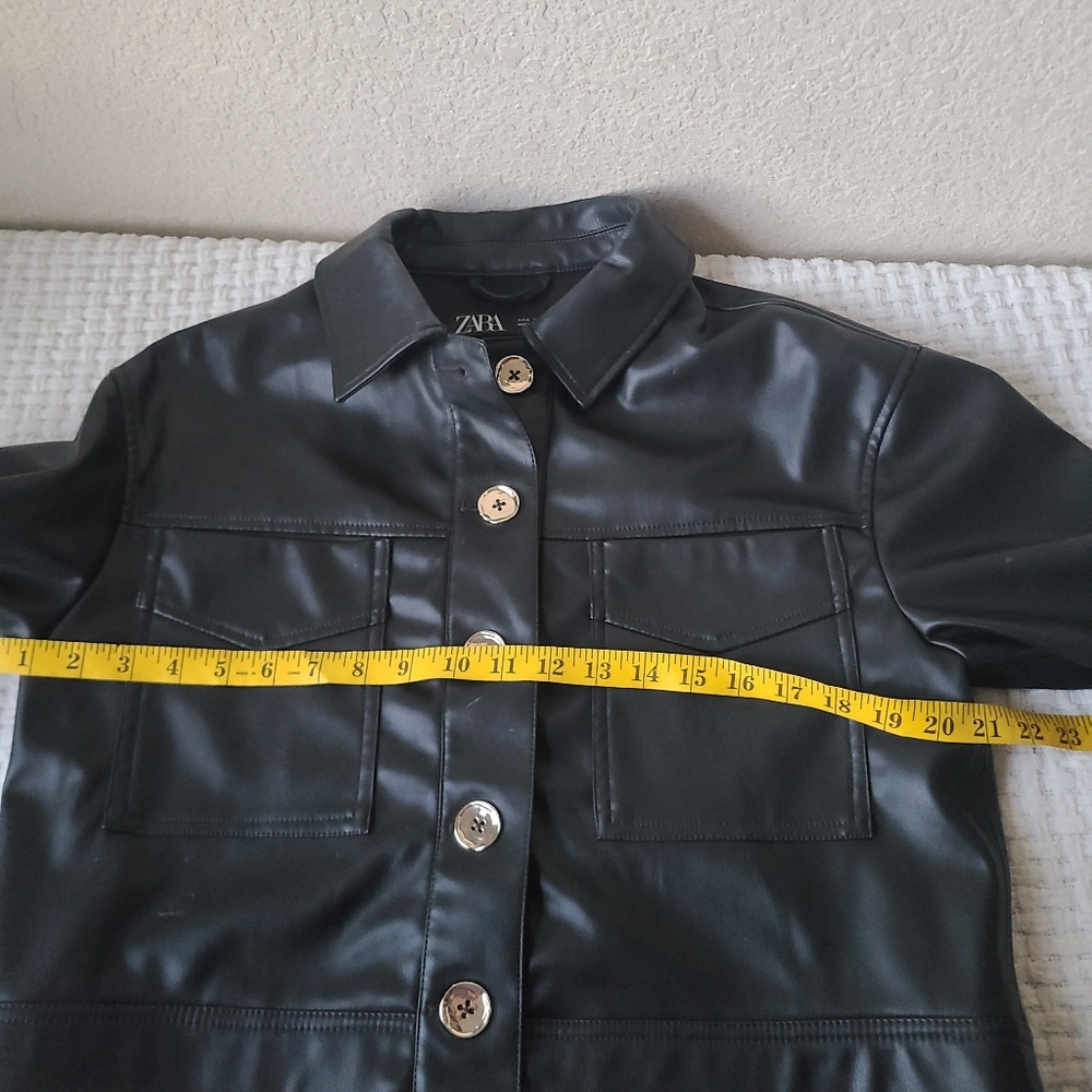ZARA Black Faux Leather Jacket Women's Size S - Picture 8 of 10